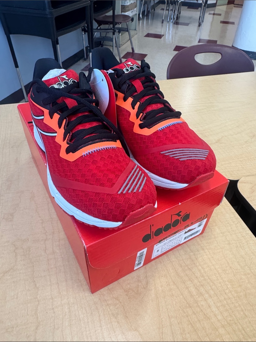 NWT Diadora Red and Black Athletic Sneakers with Orange Accents